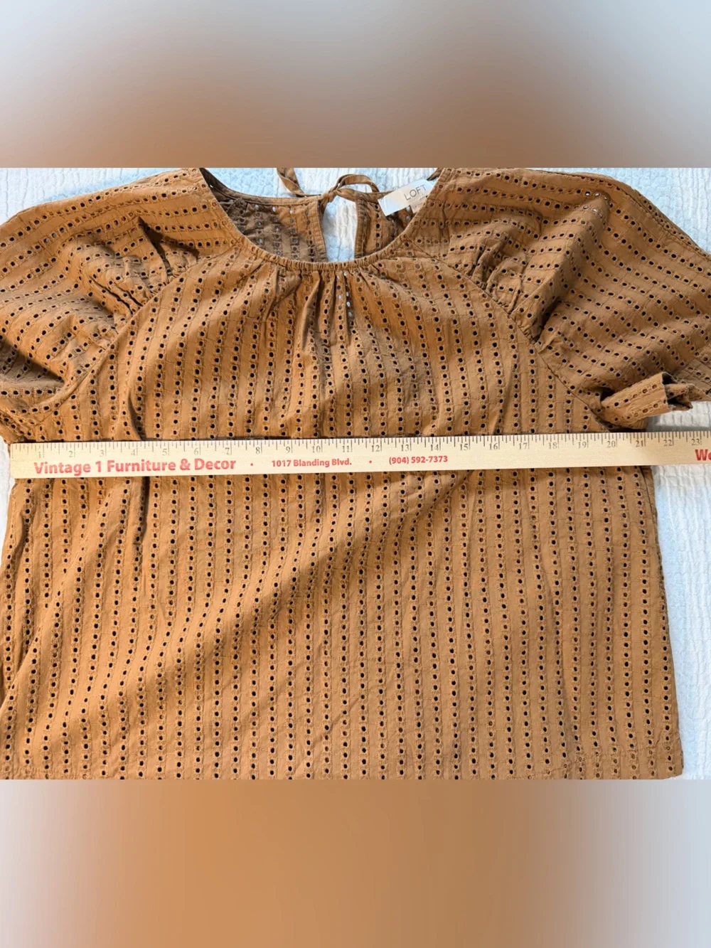 LOFT Caramel Eyelet Lightweight Short-Sleeve Top